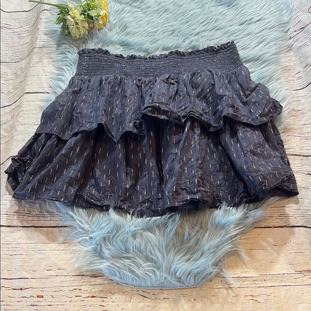 Universal Thread Tiered Cinched Waist Blue White Pattern Mini Skirt sz XL
